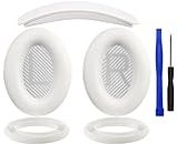 SOULWIT Ear Pads Cushions + Headband + Silicone Earpads Cover Protector, Replacement Kit for Bose QuietComfort 35 QC35, QC35 ii Over-Ear Headphones - White