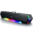Bazivve V30 Computer Speakers for Monitor, USB Powered PC Speakers, Colorful RGB Lights with Touch Pad, Surround Sound Portable Gaming Soundbar, 3,5mm Audio Desktop Speakers, 12W, Black