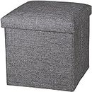 EPISKEY® Cube Shape Storage Chair Foot Rest Ottoman Bench Solution Stool for Home Storage Organization with Cushion Seat Lid-1 Pack, Grey