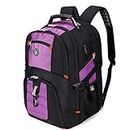 SHRRADOO Extra Large 52L Travel Laptop Backpack with USB Charging Port, College Backpack Airline Approved Business Work Bag Fit 17 Inch Laptops for Men Women,Purple