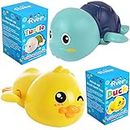 Bath Toys, Cute Swimming Bath Toys for Toddlers 1-3, Floating Wind Up Toys for 1 2 3 4 5 Year Old Boy Girl, New Born Baby Bathtub Water Toys, Preschool Toddler Pool Toys (Turtle & Duck)