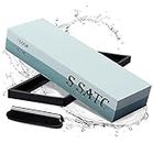 SATC Dual-Grit Sharpening Stone for Kitchen Knives 400 1000 Grit Whetstone Kitchen Knife Sharpening Stone Wet Stone Kitchen Knife Sharpener with a Holder and Guided Angle