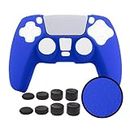 Grips Compatible for PS5 Controller Cover,Pandaren Skin Texture Pattern for Sony Playstation 5 Controller Sweat-Proof Anti-Slip Silicone Hand Grip with 8pcs FPS Pro Thumbsticks Cap Protector(Blue)