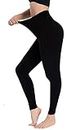 High Waisted Leggings for Women - Soft Opaque Slim Tummy Control Printed Pants for Running Yoga Leggings Black M-L