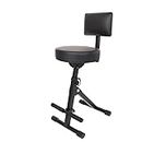 Powerpak GTR-CS 2.4Ft. Premium Guitar Playing Chair | Non-Slip Rubber Feet | Guitar Chair with Ergonomic Backrest | Cushioned Seat with Built-in Footrest,Metal, Black