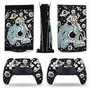 AoHanan Astronauts Drinking Coffee on Skull Skin for PS5 Console and Controller Accessories Cover Skins Anime Vinyl Cover Sticker Full Set for Playstation 5 Disc Edition