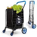 Shopping Cart with Wheels and Waterpoof Shopping Cart Liner - Robust Heavy Duty Shopping Carts with Wheels Supports up to 110 lbs - Portable Shopping Cart - 18.97" x 22.67" x 41.06"