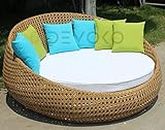 Devoko Outdoor Wicker Rattan Unique Design Daybed Furniture Set For Pool Side, Garden, Balcony, Porch, Backyard, Terrace, Patio, Beach(Honey Color Wicker And White Cushion) - 2 Seater