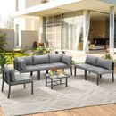 7PCS Patio Furniture Set Metal Sectional Sofa Patio Conversation Sets Clearance