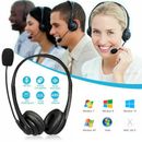 USB Headset Headphones Wired with Microphone MIC for Call PC Computer Laptop UK