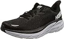 HOKA Women's Running Shoe, Clifton 8, Mesh, Black/White, 9 US W