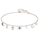Swarovski Swarovski Symbolic Necklace, Moon, Infinity, Hand, Evil Eye and Horseshoe, Blue and White Crystals in a Rose Gold-Tone Plated Setting