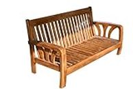 Wooden Hut - WH Wooden Hut 3 Seater Wooden Sofa, Hand Made, Traditional Wooden Nail Joints, Teak Finish Branded Varnished, Product,Solid Seasoned Wood Sofa