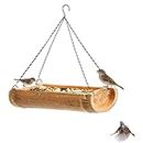 LIVEONCE Garden Decorative Bamboo Hanging Bird Feeder Clear Bird Feeders for Window Viewing-Bird Feeder Pack of 1