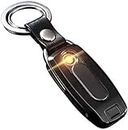 XUEBIN 3 in 1 USB Electric Stylish Key-Chain Lighter for Cigarette Windproof Rechargeable with LED Flashlight Fashion Stylish Cigarette Lighter for Smoking & Best Gift for Mens,Womens (Black)