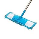 RRJ Wet and Dry Cleaning Flat Microfiber Floor Cleaning Mop with Steel Rod Long Handle Dry Mop, Standard (Pack of 1 Piece, Multi-Colour)