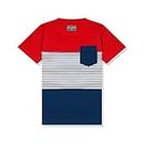 OLD SPRIT Boys Cotton Half Sleeve Tshirt - Pack of 1 Red/Navy