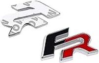 DDDXF 3D Chrome Métal FR Grille Avant Emblème Badge pour Côté Voiture Fender Tail Autocollant FR Decal pour Seat Ibiza Altea Leon, Bodystickers