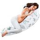Totsy Baby Almohada para Dormir de Lado 190 cm - Algodón Almohada Larga para abrazar Almohada Cuerpo Entero Almohada piernas Dormir de Lado Animales Acuáticos