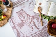 Wolf Kitchen Tea Towel Jacquard Tapestry Wolf Lover Brown Towels Animals Wolves