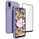 Vinve for Samsung Galaxy A20 Case, Galaxy A30 Case, with Tempered Glass Screen Protector [2 Pack], Liquid Silicone Slim Soft Fit Drop Protection Case for Galaxy A20 (Purple)