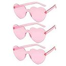Jxuane 3 Pack Heart Shaped Sunglasses Ladies FashionRimless SunglassesVintage Love Heart Sunglasses for Pink Eyewear Shopping BeachOutdoor Party