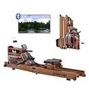GYMTIME Water Rowing Machine for Home Use, Foldable Wood Rower Machine with Bluetooth Monitor for Cardio Training Whole Body Exercise Indoor Fitness Sports Equipment