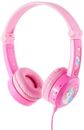 BuddyPhones Travel Wired On-Ear Headset Foldable Headphones For Kids Teens, Pink