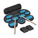 Electronic Drum Set Kids Drum Set Volume Control Electric Drum Set MIDI Drum Pad with 2 Built-in Stereo Speakers, Foot Pedals, Sticks Christmas& Birthday Gift Can Record Tracks (Drum Songs Included)