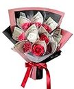 Ribbonbonbox Money Flower Bouquet - Artificial Bouquet of Flowers - Best Graduation, Birthday, Anniversary, Congratulations Money Box for Cash Rose (Red)