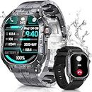 PODOEIL Smart Watches für Herren, 1.96 Zoll AMOLED Bildschirm, Lange Akkulaufzeit Militär Smartwatch, IP68 Wasserdicht/100+ Sportmodus/Aktivitätstracker Fitness Uhr für iOS Android Samsung