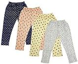 IndiWeaves Girls Printed Cotton Capri Pants for Summer (White,Yellow,Peach,Navy Blue, 10-11 Years) Pack of 4