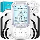 Rechargeable TENS Machine: Easy@Home Electric Muscle Stimulator Unit - EMS Pulse Massager for Pain Therapy & Muscle Relief - Dual Channel 24 Modes 16 Pads EHE020