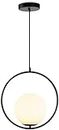 DECOFOLD Black Globe Pendant Ceiling Light Hanging Lamp with Frosted Glass Adjustable for Living Room Bedside Hall (Bulb not Included)