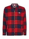 Tommy Jeans Herren Hemd TJM Buffalo Check Zip Overshirt deep Crimson rot/blau - L