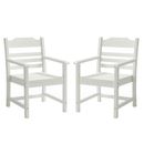 Patio Dining Chair Set of 2, White with Imitation Wood Grain, HIPS Material