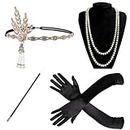 Costume Bay 1920's Accessories Greate Gatsby Inspired Charleston Flapper Leave Medallion Pearl Headband Headpiece Cigarette Necklace Gloves Sequin Party Costume (Flapper Gold Headpiece, ONE)