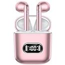 Wireless Earbuds, 5.3 Bluetooth Earbuds HiFi Stereo, 2023 New HiFi ENC Call Noise Cancelling 4 Mics Bluetooth Headphones, IP7 Waterproof LED Display Wireless Headphones, 50H Playtime Earbuds Mini Pink