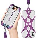 ROCONTRIP 2 in 1 Cell Phone Lanyard Strap Case Holder with Detachable Neckstrap Universal for Smartphone iPhone 8,7 6S iPhone 6S Plus, Google Pixel LG HTC Huawei P10 4.7-6.5 inch (Lotus Purple)