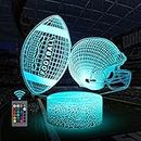 Uyeyuy American Football Helmet Night Light,3D Illusion Led Lamp,16 Colors Dimmable with Remote Control Smart Touch, Best Christmas Birthday Gift for 3,4,5,6,7,8,9 Year Old Boy Girl Kids