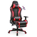  Gaming Chair with Footrest Speakers Video Game Chair Bluetooth Music Heavy Red