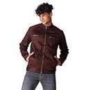 Leather Retail Coffee Suede Faux Leather Jacket For Men'S(L), 75 Centimeters