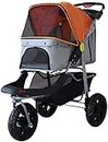 qazxsw Pet Travel Stroller, Dog Strollers Cat Stroller Baby Carriage,Foldable Cat Pushchair Trolley Puppy Jogger Buggy Carrier with Cup Holders
