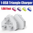 Fast Charger Mains Wall Plug For iPhone/Samsung 1USB Port 1.0A Triangle Adapter