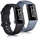 Tobfit Bands Compatible with Fitbit Charge 3 Bands / Fitbit Charge 4 Bands, Classic Sport Accessory Replacement Watch Strap Wristband for Fitbit Charge 3 Special Edition & Fitbit Charge 3 & Fitbit Charge 4 Women Men Large & Small (Black, Blue Gray, Large)