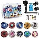 Bey Battling Tops Burst Set with Portable Box-10 Pack Metal Fusion Gyro with 3 Launcher and 1 Grip-Toy Gift for Boys Kids Ages 6 7 8 9 10 11 12 Years Old