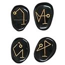 Archangel Stones Set of 4 - Michael, Gabriel, Raphael, Uriel Signature Symbol for Talisman Protection - Black Agate Healing Crystals and Healing Stones