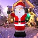 Vintoney 244cm Weihnachten Aufblasbarer Weihnachtsmann Aufblasbares Rotierendes LED-Licht Gartendekoration Weihnachtsmann Aufblasbar Innen und Außen Verbesserte Weihnachtsmann Weihnachtsdekoration