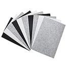 Asian Hobby Crafts A4 Felt Sheet Pack of 10, Used for Scrapbooking, Craft Projects, Decorations: (Black Grey White)