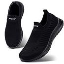 HKR Zapatillas Slip On para Mujer Walking Shoe Espuma ViscoeláStica EláStico Todo Negro 37 EU